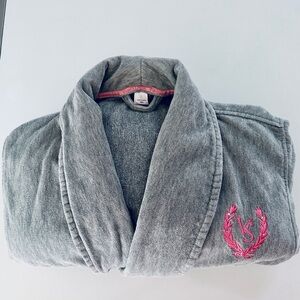 Gray VS Robe with Pink Embroidery